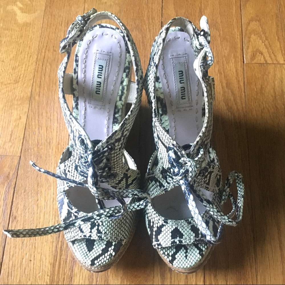 Miu Miu snake skin wedges